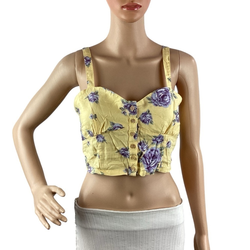 Forever 21 Floral Crop Top Size M Yellow
